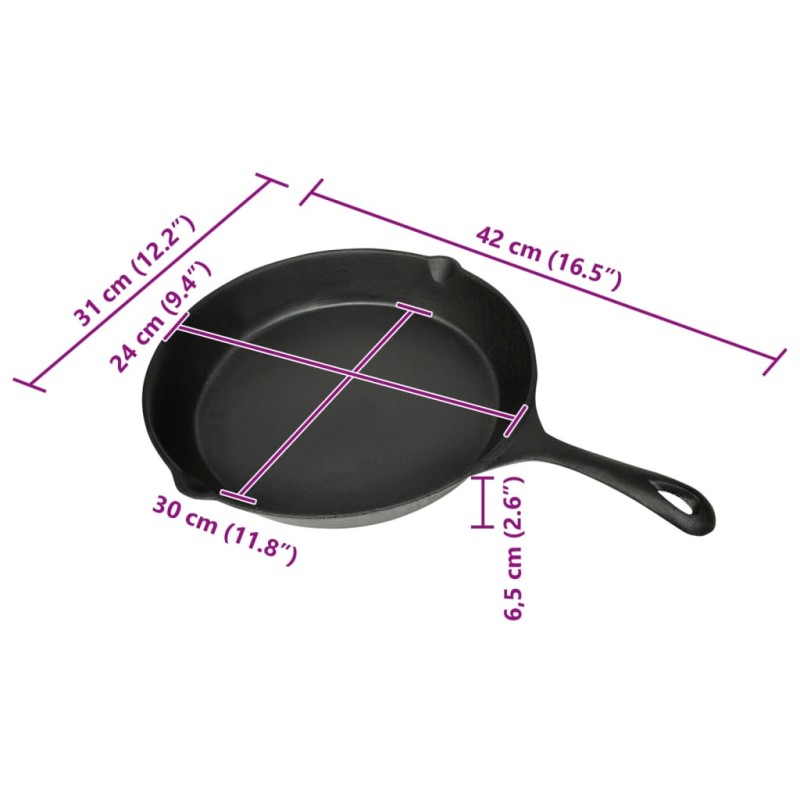 Kerek öntöttvas grillserpenyő 30 cm