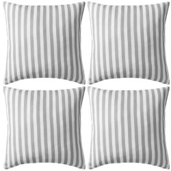 4 db szürke csíkos kültéri párna 45 x 45 cm