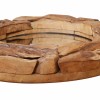 Dekoratív és kerek tükör tíkfából 60 cm