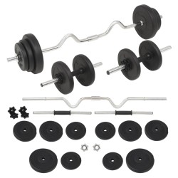 Egykezes és kétkezes súlyzókészlet 30 kg