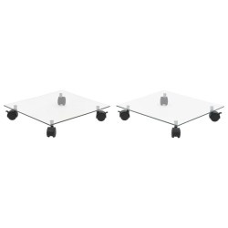 2 db négyszögletű görgős virágalátét edzett üvegből, 35x35 cm