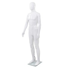 Fényes fehér, egész alakos férfi próbababa üvegtalppal 185 cm
