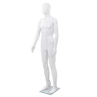 Fényes fehér, egész alakos férfi próbababa üvegtalppal 185 cm