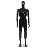 Fényes fekete, egész alakos férfi próbababa üvegtalppal 185 cm