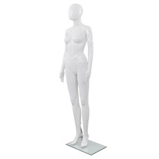 Fényes fehér, egész alakos női próbababa üvegtalppal 175 cm