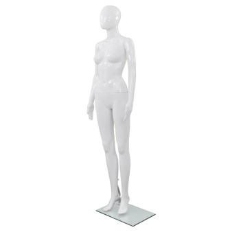 Fényes fehér, egész alakos női próbababa üvegtalppal 175 cm