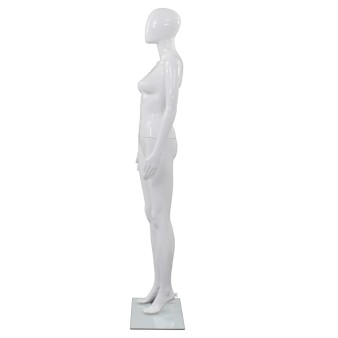 Fényes fehér, egész alakos női próbababa üvegtalppal 175 cm