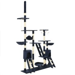 Kék macskabútor szizál kaparófákkal 230-250 cm