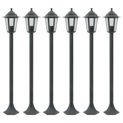 6 db sötétzöld alumínium kerti állólámpa, e27, 110 cm