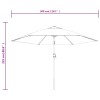 Tópszínű kültéri napernyő led-fényekkel és acélrúddal, 300 cm