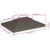 Tópszínű kétszintes pavilon tetőponyva 310 g/m² 4 x 3 m