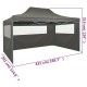 Antracitszürke összecsukható sátor 3 fallal, 3 x 4,5 méter