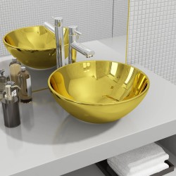 Aranyszínű kerámia mosdókagyló 32,5 x 14 cm