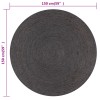 sötétszürke kézzel font kör alakú jutaszőnyeg 150 cm