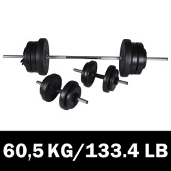 Kézi súlyzó + 2 súlyzó készlet 60, 5 kg