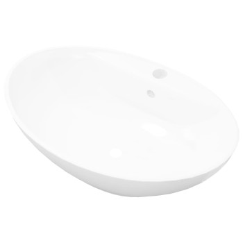 140678 luxury ceramic basin oval with overflow and faucet hole