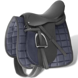 Lovaglás nyereg készlet 16 "valódi bőr fekete 14 cm 5-az-1- be