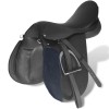 Lovaglás nyereg készlet 16 "valódi bőr fekete 14 cm 5-az-1- be