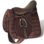 Lovaglás nyereg készlet 17,5 "valódi bőr barna 12 cm 5-az-1- be
