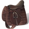 Lovaglás nyereg készlet 17,5 "valódi bőr barna 18 cm 5-az-1- be