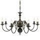 Antik fekete fém csillár 8 x e14 izzók