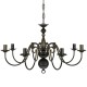 Antik fekete fém csillár 8 x e14 izzók