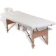Négyzónás krémfehér összecsukható masszázsasztal fa vázzal