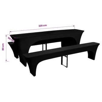 3 db nyújtható védőhuzat sör asztalnak és padnak 220x50x80cm fekete