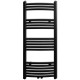 Ívelt fekete törölközőszárító radiátor központi fűtéssel 500 x 1160 mm