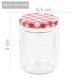 96 db 230 ml-es befőttesüveg piros-fehér tetővel