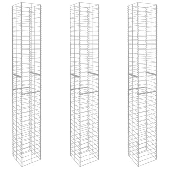 3 darab horganyzott acél gabion kosár 25 x 25 x 197 cm