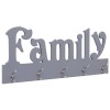 Szürke "family" feliratú fali fogas 74 x 29,5 cm