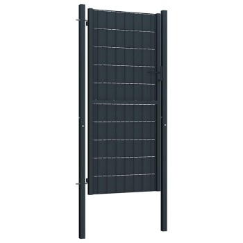 Antracit pvc és acél kerítéskapu 100 x 124 cm