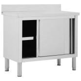 Rozsdamentes acél munkaasztal tolóajtókkal 100x50x(95-97) cm Rozsdamentes acél munkaasztal tolóajtókkal 100x50x(95-97) cm
