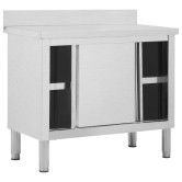 Rozsdamentes acél munkaasztal tolóajtókkal 100x50x(95-97) cm Rozsdamentes acél munkaasztal tolóajtókkal 100x50x(95-97) cm
