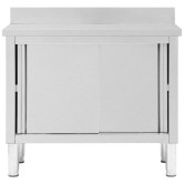 Rozsdamentes acél munkaasztal tolóajtókkal 100x50x(95-97) cm Rozsdamentes acél munkaasztal tolóajtókkal 100x50x(95-97) cm