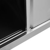 Rozsdamentes acél munkaasztal tolóajtókkal 100x50x(95-97) cm Rozsdamentes acél munkaasztal tolóajtókkal 100x50x(95-97) cm