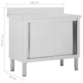 Rozsdamentes acél munkaasztal tolóajtókkal 100x50x(95-97) cm Rozsdamentes acél munkaasztal tolóajtókkal 100x50x(95-97) cm