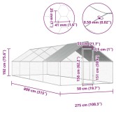 Kültéri horganyzott acél tyúkól 2,75 x 8 x 1,92 m