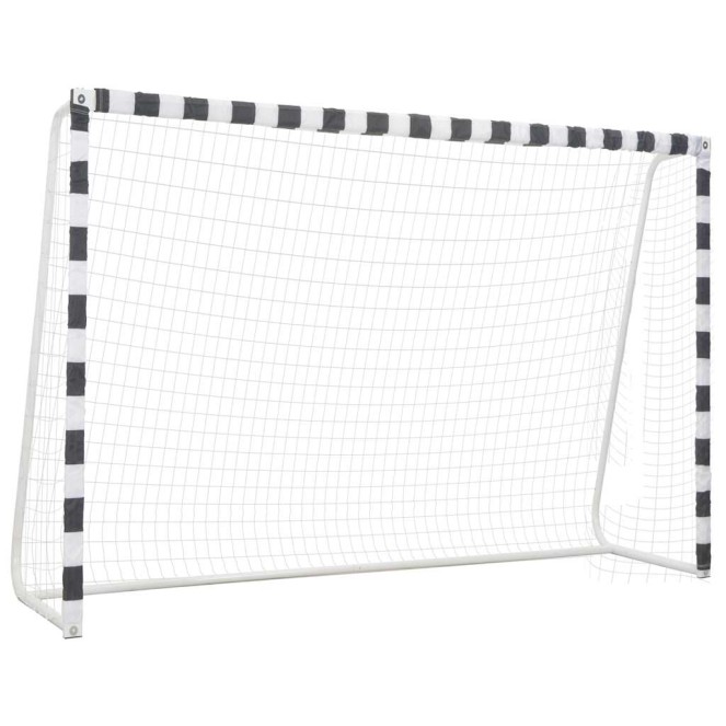 Fekete-fehér fém focikapu 300 x 200 x 90 cm Fekete-fehér fém focikapu 300 x 200 x 90 cm