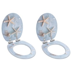 2 db tengericsillag mintás mdf wc-ülőke lassan csukódó fedéllel