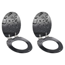 2 db vízcsepp mintás mdf wc-ülőke lassan csukódó fedéllel