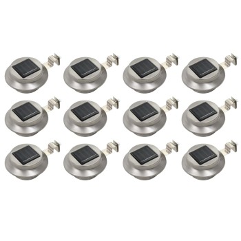 12 db fehér kerek kültéri napelemes led lámpa 12 cm