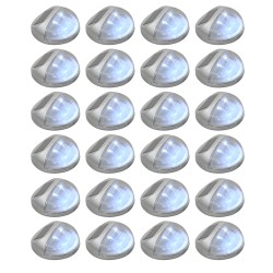 24 db ezüstszínű kerek kültéri napelemes led falilámpa