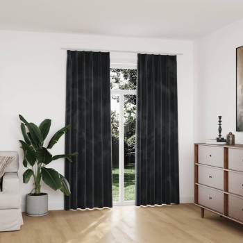 2 db antracitszürke bársony sötétítőfüggöny kampókkal 140x225