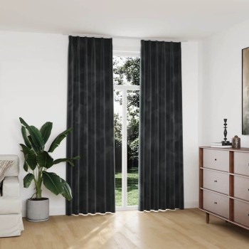 2 db antracitszürke bársony sötétítőfüggöny kampókkal 140x245