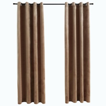 2 db bézs bársony sötétítőfüggöny gyűrűkkel 140 x 175 cm