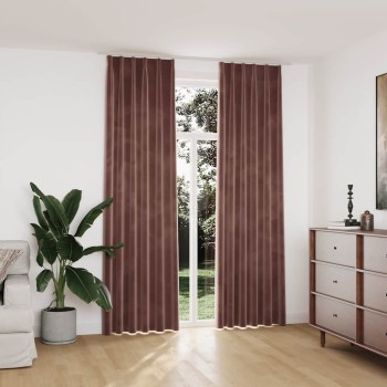 2 db antik rózsaszín sötétítőfüggöny kampókkal 140 x 245 cm