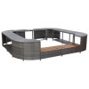 Szürke négyszög alakú polyrattan pezsgőfürdőkeret 268x268x55 cm