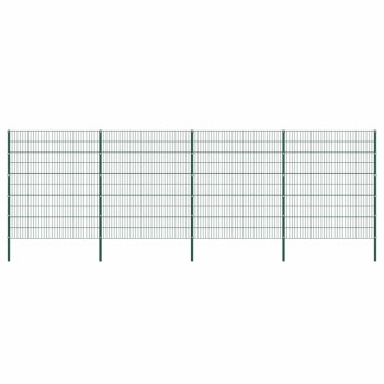 Zöld vas kerítéspanel oszlopokkal 694,5 x 200 cm
